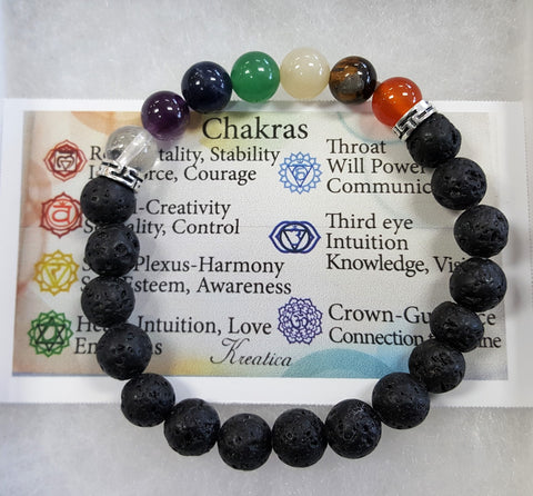 Lava Bead and chakra bracelet - Very Shari
